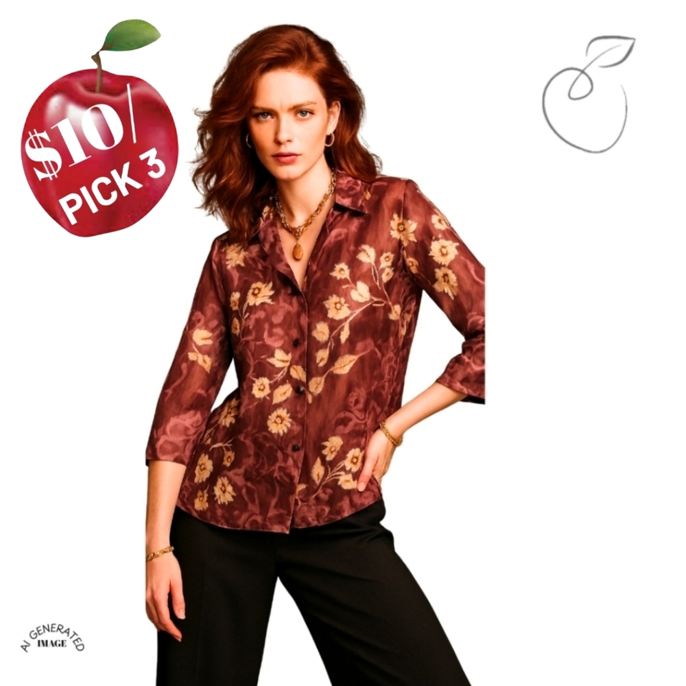 NAPA VALLEY WOMAN SEMI-SHEER BURNOUT BLOUSE